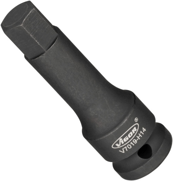 VIGOR slagmoersleutel schroevendraaier bit, hol vierkant 12,5 mm (1/2 inch), binnenzeskant profiel, 14 mm, V7019-H14