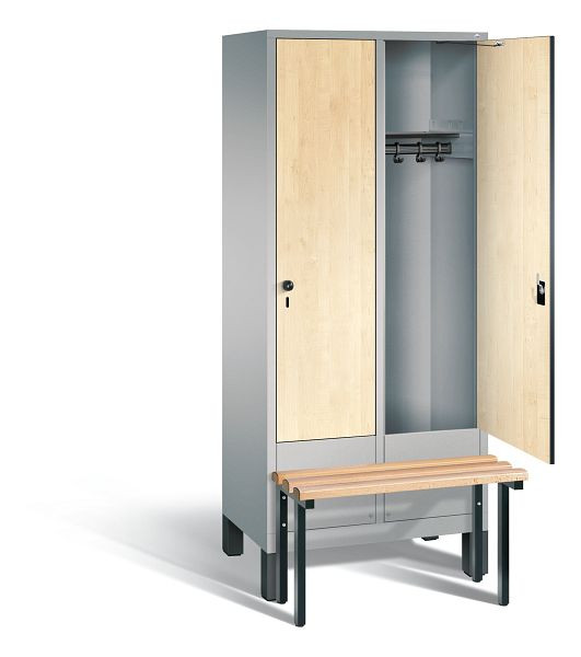 C+P Evolo garderobe, H1850xW810xD815mm, kleur: wit aluminium / Donau esdoorn decor, 48030-22 S10115
