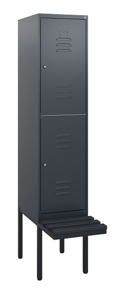 C+P dubbeldekskast Classic PLUS, 1950x400x815mm, 7016/7016, cilindersloten, met basisframe en zwevende zitting, 0803405-12 S10087
