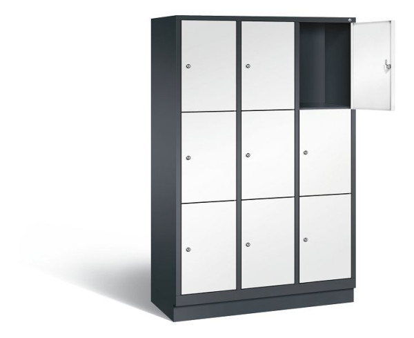 C+P lockerkast Evolo, H1800xB1200xD500mm, kleur: zwartgrijs / verkeerswit, 48020-323 S10224