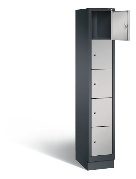 C+P lockerkast Evolo, H1800xB320xD500mm, kleur: zwart-grijs/wit aluminium, 48020-105 S10051