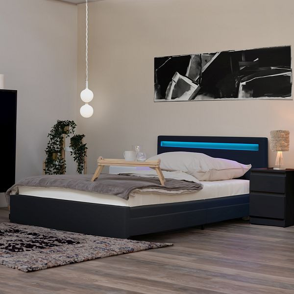 HOME DELUXE LED bed NUBE met lades - 180 x 200 cm donkergrijs, 7320
