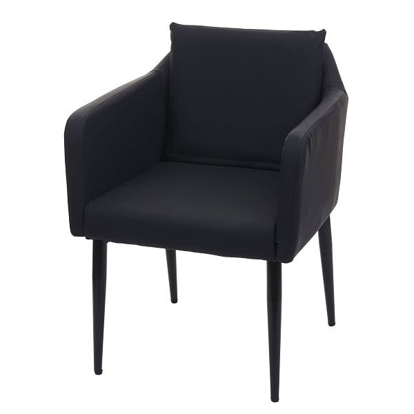 Mendler eetkamerstoel HWC-H93, keukenstoel, fauteuil stoel, kunstleer zwart, 74729
