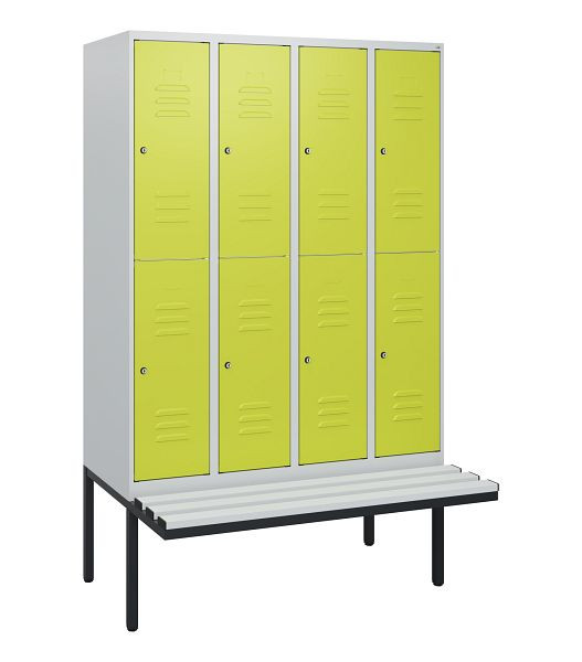C+P dubbeldekskast Classic PLUS, 4 compartimenten, 1950x1200x815mm, 7035/0024, cilindersloten, zwevende zitting, 0803405-40 S10085