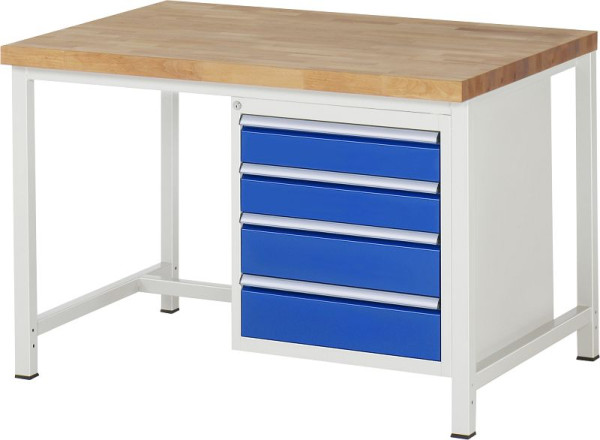 RAU werkbank serie 8000 - frameconstructie (gelast frame), 4 x laden, 1250x840x900 mm, 03-8162A1-129B4S.11