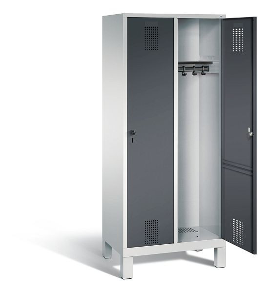 C+P garderobe Evolo, H1850xW810xD500mm, kleur: lichtgrijs / zwartgrijs, 48010-22 S10125