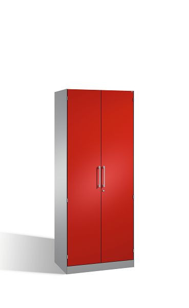 C+P vleugeldeurkast Asisto, H1980xB800xD435mm, kleur: wit aluminium/robijnrood, beugelgreep, 5 niveaus, 141003-000 S10196