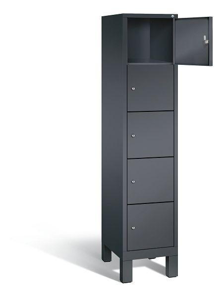 C+P lockerkast Evolo, H1850xB420xD500mm, kleur: zwart-grijs, 48010-125 S10001