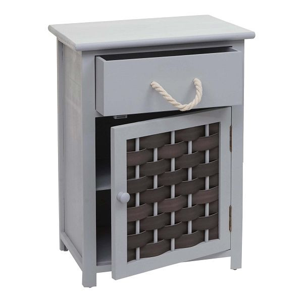 Mendler ladekast HWC-K83, kast ladekast, hout 55x39,5x28,5cm, grijs, polyrotan donkergrijs, 97638