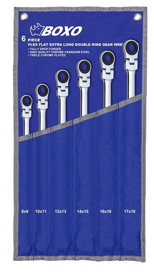 Boxo XL flexibele dubbele ring ratelset in oprolbare etui, 6 stuks, VE: 10 stuks, B-XLF0006