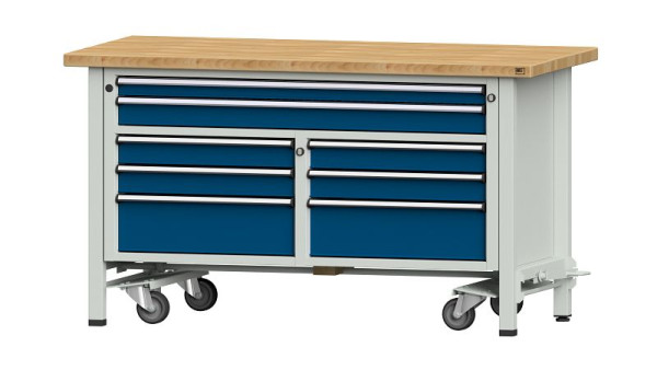 ANKE werkbanken kistwerkbank, model 259 V, 1500 x 700 x 840 mm, RAL 7035/5010, BMP 40 mm, met neerlaatbare aandrijfinrichting, 304.224