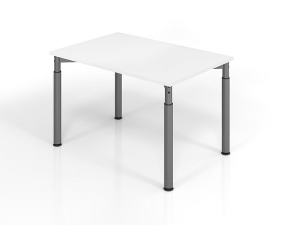Hammerbacher bureau YS12, 120 x 80 cm, blad: wit, 25 mm dik, ABS dikke rand, rechthoekige vorm, grafiet, VYS12/W/G