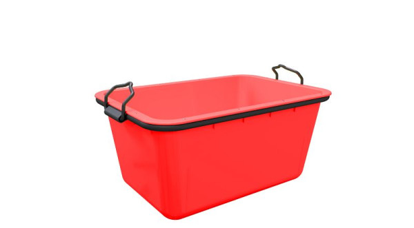 Schake-mortelbak van kunststof in de kleur rood, met staal van robuust en slagvast HDPE (high density polyethyleen), 11200-R