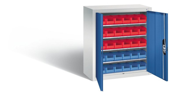 C+P tijdschriftenkast serie 13, H830xB700xD300mm, kleur: lichtgrijs / gentiaanblauw, verzonken handgreep, 134013-23 S10025