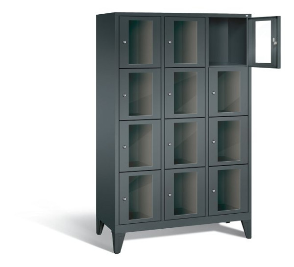 C+P Schließfachschrank Classic, 12 Fächer, H1850xB1200xT500 mm, Anthrazit, 8010A324 S10032