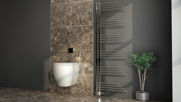 MERT designradiator BELLUNA chroom, 600 x 1700 mm, met middenaansluiting, 5-BELLUNA-60x170-CM