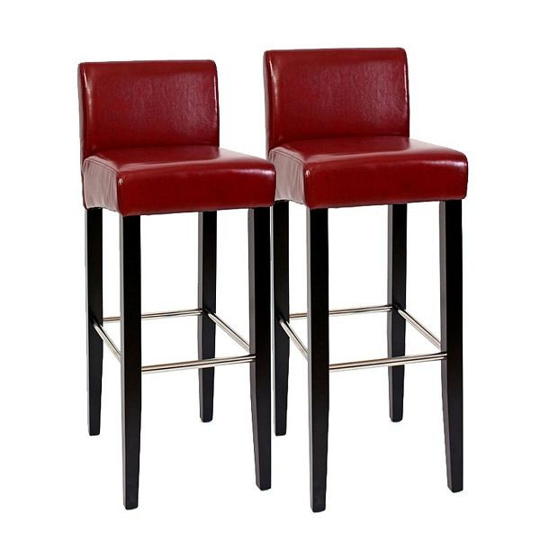 Mendler set van 2 barkrukken N25, leer, 102x44x37 cm, rood, 17411