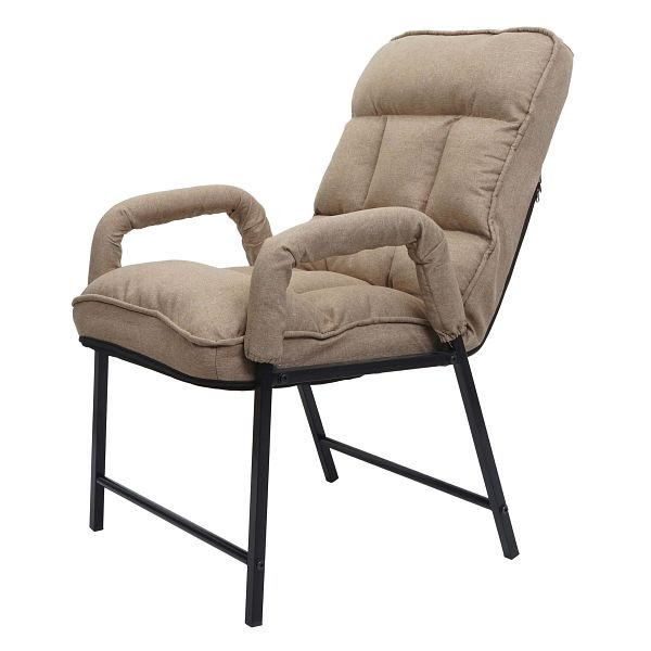 Mendler eetkamerstoel HWC-K40, stoel gestoffeerde stoel, 160kg belastbare rugleuning verstelbaar metaal, stof/textiel lichtbruin, 92136