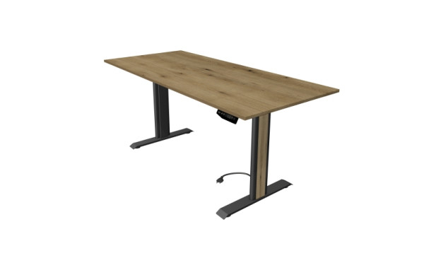 Kerkmann sta-/zittafel Move 1 Advance 180 x 80 cm onderstel antraciet, tafelblad eiken, 10201055