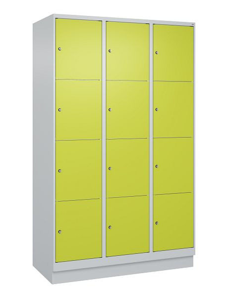 C+P lockerkast Classic PLUS, onderstel, 3 vakken met elk 4 vakken, 1950x1200x500mm, 7035/0024, 080020-324 S10010