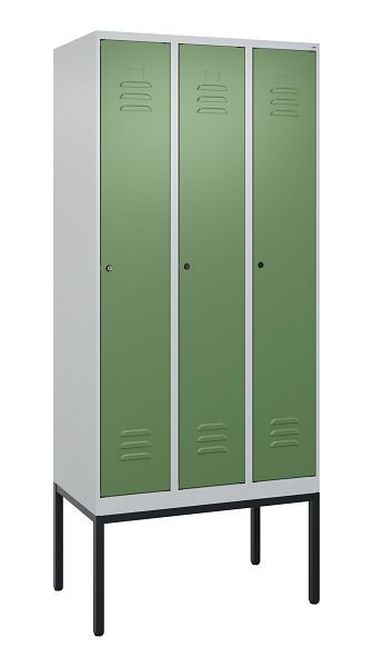 C+P luierkluis Classic PLUS met middenwand, frame, 3 vakken, 2120x900x500mm, 7035/6011, cilindersloten, 0800307-30F S10021