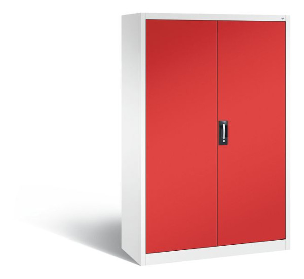 C+P archief-/garderobekast Acurado, H1950xB1200xD500mm, kleur: verkeerswit / vuurrood, verzonken handgreep, 9480-30 S10045