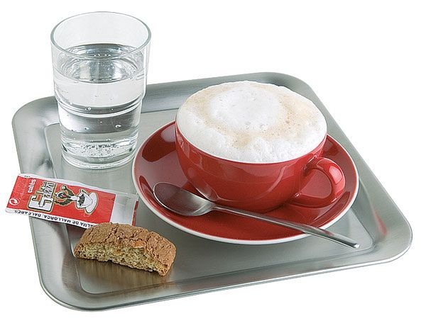 APS dienblad -KAFFEEHAUS-, 23 x 23 cm, hoogte: 1,5 cm, roestvrij staal, mat, rolrand, 30119