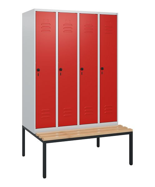 C+P luierkastje Classic PLUS, met onderbank, 4 vakken, 1950x1200x815mm, 7035/3020, draaibare sluiting, beuken zitlat, 0800505-40 S10002
