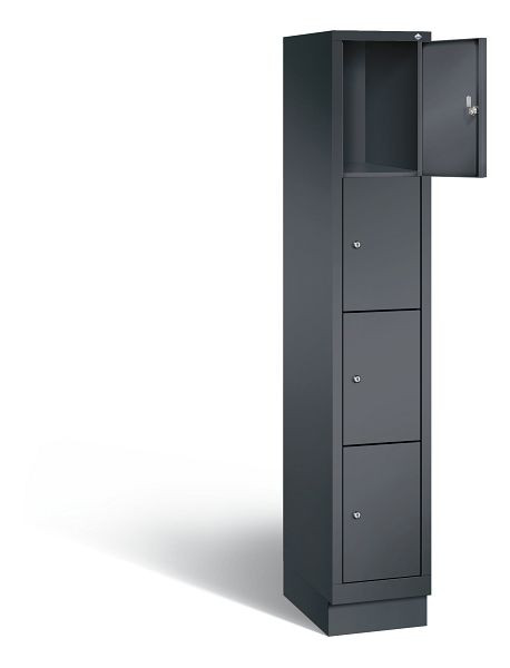 C+P lockerkast Evolo, H1800xB320xD500mm, kleur: zwart-grijs, 48020-104 S10074
