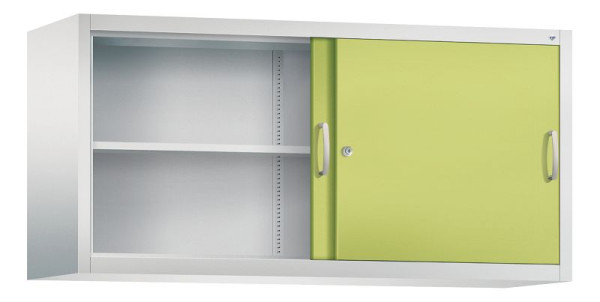C+P bovenkast Acurado, H790xB1600xD500mm, kleur: lichtgrijs / viridine groen, beugelgreep, 2 niveaus, 2155-00 S10080
