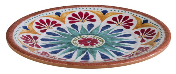 APS bord -ARABESQUE-, Ø 21,5 cm, hoogte: 2 cm, melamine, binnen: decor, buiten: terracotta look, 84684