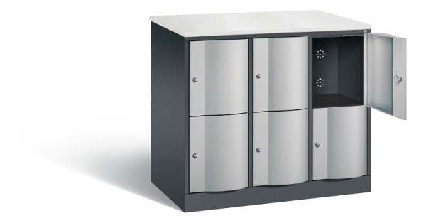 C+P XL lockerkast Resisto, H1077xB1148xD640mm, kleur: zwart-grijs/wit aluminium, 8472-373 S10060