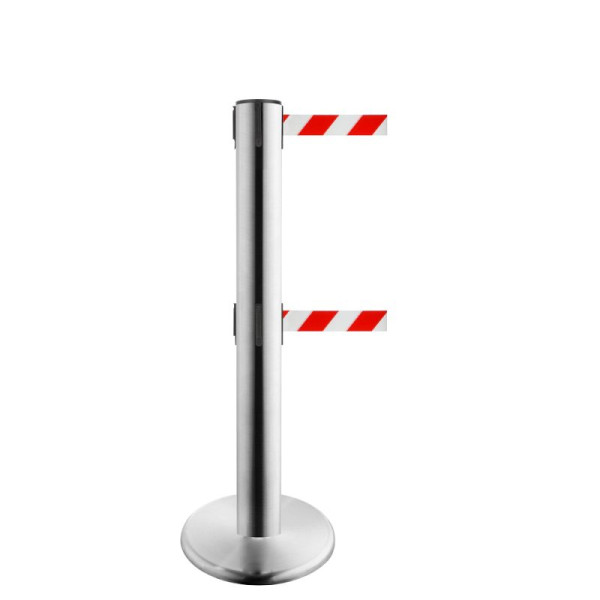 Stein HGS HGS personengeleidingssysteem -P-Line Brace Duo-, RVS, rood/wit diagonaal (gearceerd), 2 x 9 m / 50 mm, met veiligheidsslot (zelfontgrendelend), 37695-13-2
