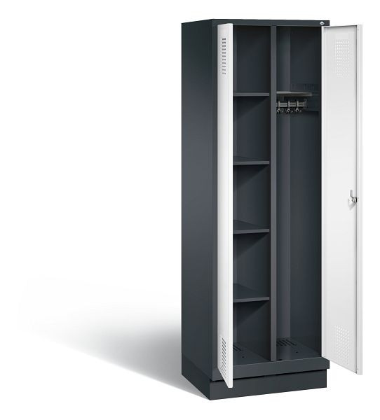 C+P reinigingsmiddelenkast Evolo, H1800xB610xD500mm, kleur: zwartgrijs / verkeerswit, 48160-20 S10128