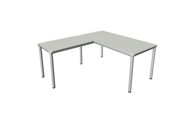 Kerkmann Prime hoekwerkstation, bureau B 1600 x D 800 x H 750 mm, aanschuiftafel 1000 x 600 x 750 mm, lichtgrijs, 11043011
