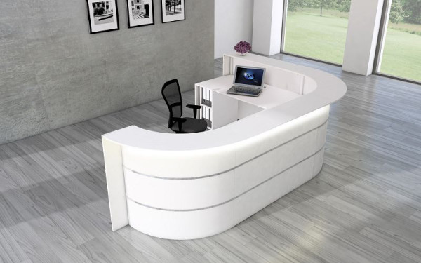 Kerkmann Bari L-toonbank voor 1-2 personen, B 3350 mm x D 2350 mm x H 1120 mm, kleur: wit, 21354510