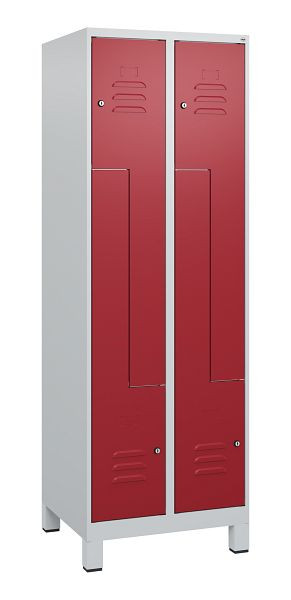C+P Z-Spind Classic PLUS, voeten, 4 vakken, 1800x600x500mm, 7035/3003, cilindersloten, 0800137-204 S10016