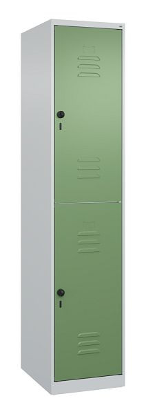 C+P Doppelstöckiger Spind Classic PLUS, 1850x400x500mm, 7035/6011, Drehriegel, 080300-12 S10006