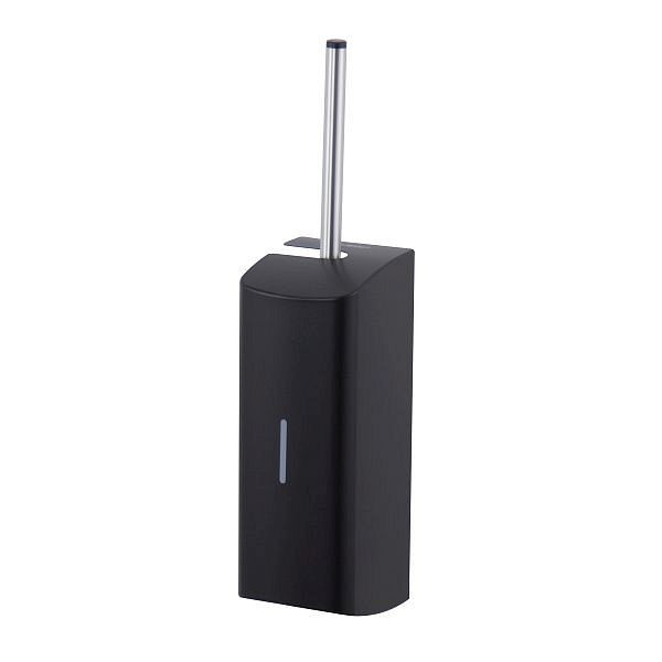Air Wolf toiletborstelhouder met gesloten front, Alpha-serie, H x B x D: 283 x 100 x 116 mm (zonder handgreep), matzwart roestvrij staal, 60-125