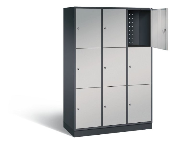C+P XL lockerkast Intro, H1950xW1220xD490mm, kleur: zwart-grijs/wit aluminium, 8370-302 S10101