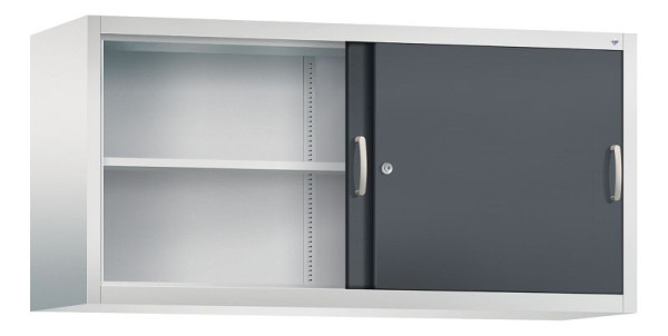 C+P bovenkast Acurado, H790xB1600xD500mm, kleur: lichtgrijs/zwartgrijs, beugelgreep, 2 niveaus, 2155-00 S10062