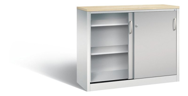 C+P dressoir met schuifdeuren Acurado, H1000xB1200xD400mm, kleur: lichtgrijs/wit aluminium, beugelgreep, 2046-00 S10280