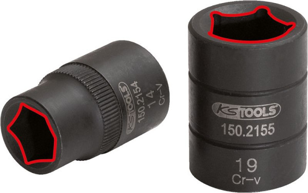 KS Tools remklauwdop 1/2" 5-kant, 14 mm, 150.2154