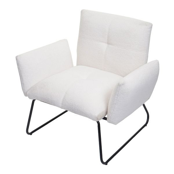 Mendler fauteuil HWC-K34, cocktailstoel, bouclé stof/textiel, wit, 89666