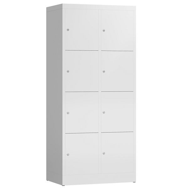 Lüllmann ClassiX lockerkast, 2 compartimenten met elk 4 compartimenten, 1800 x 800 x 500 mm, signaalwit, X-523427