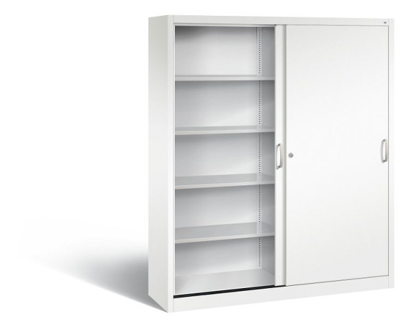 C+P schuifdeurkast Acurado, H1950xB1600xD400mm, kleur: verkeerswit, beugelgreep, 5 niveaus, 2140-00 S10223
