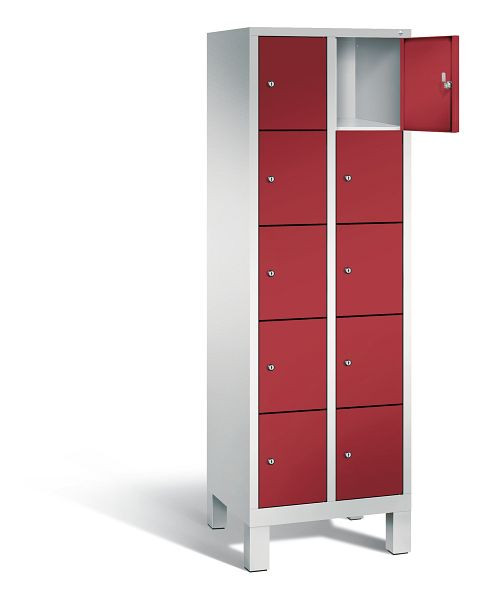 C+P lockerkast Evolo, H1850xW610xD500mm, kleur: lichtgrijs/robijnrood, 48010-205 S10056