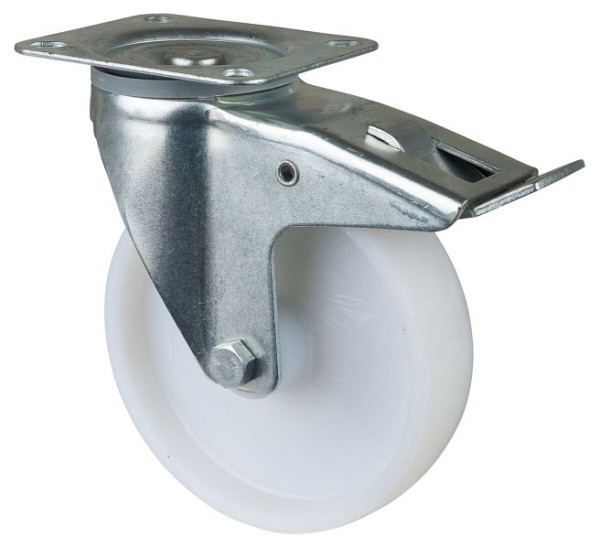 BS-rollen transportrol met rem, breedte 45 mm, Ø175 mm, tot 300 kg, loopvlak/wiellichaam kunststof, rollager, VE = 2 stuks, L420.B10.175