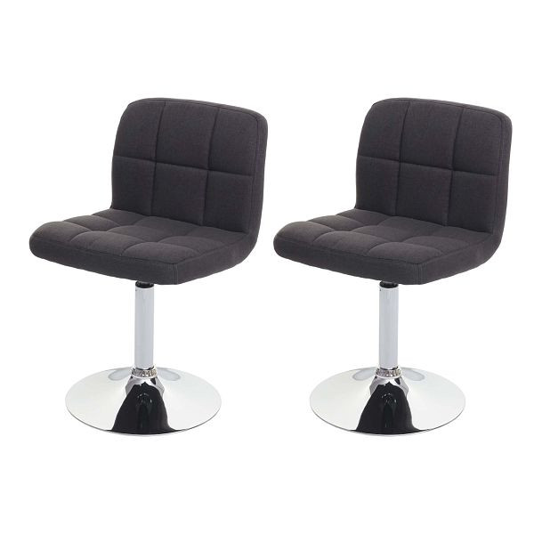 Mendler set van 2 eetkamerstoelen Kavala, keukenstoel, stof/textiel chroom draaibaar, donkergrijs, 74174
