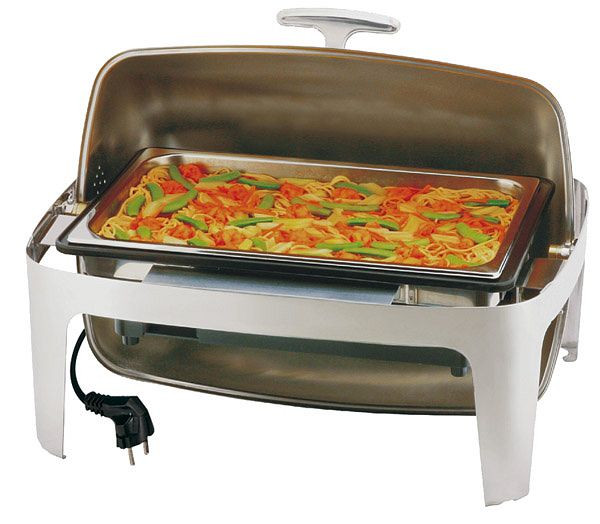 APS Rolltop Chafing Dish -ELITE-, 67 x 47 cm, hoogte: 45 cm, 11 l, RVS / PP, GN 1/1 voedselcontainer 100 mm diep, deksel kan 90° & 180° geopend worden, 12360